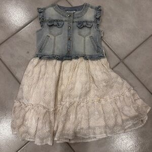 Stylish Denim and Eyelet Kids Dress